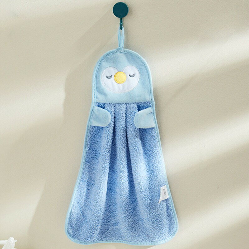 ハピネスストアの送料無料 ループ付きタオル 単品 1枚 子供用 キッズ ベビー ハンドタオル ペンギン アヒル あひる お手拭き 吊り下げ 手洗い 布巾 ふきん アニマル フェイス かわいい 洗面所 台所 保育所 幼稚園 学校 幼児 乳児 小学生 赤ちゃん 雑貨 子ども用 こども｜アングル2