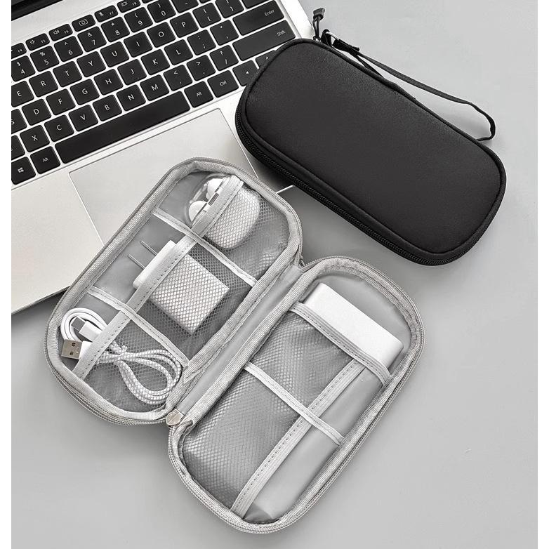 ガジェットポーチ ガジェットケース 収納ポーチ 小物入れ ケーブル イヤホン 充電器 スマホ PC周辺小物 多収納 ダブルファスナー 無地 シンプル happinesstore-10010518 ハピネスストア サンプル画像3