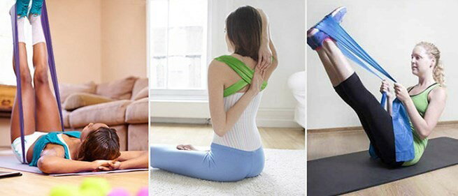 ハピネスストアのエクササイズバンド トレーニングチューブ ストレッチ フィットネス 引き締め 筋トレ ダイエット ヨガ トレーニング ゴム コンパクト 省スペース 軽量 スポーツ器具｜アングル3