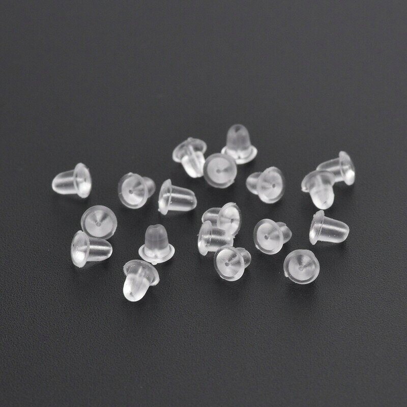 ハピネスストアのピアスキャッチ 300個セット アクセサリー 留め具 ピアス用金具 ハンドメイド 手作り 交換 替え クリアカラー ソフト やわらかい｜アングル2