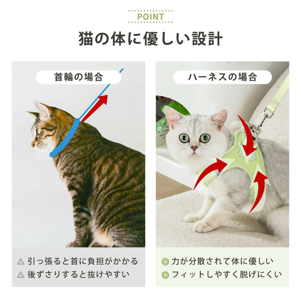 ラムール 猫 ハーネス 抜けない ダブルロック つけやすい 外れない 脱げない リー...