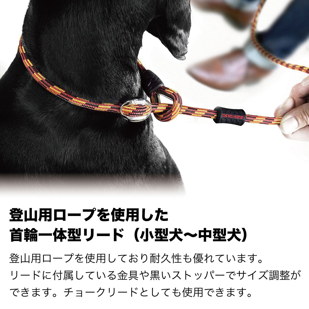 イージードッグ ルカ リード ライト 6mm ブラック 犬 首輪 一体型 犬用 チョークカラー しつけ 丈夫 小型犬 中型犬 散歩 お出かけ 係留 EZYDOG