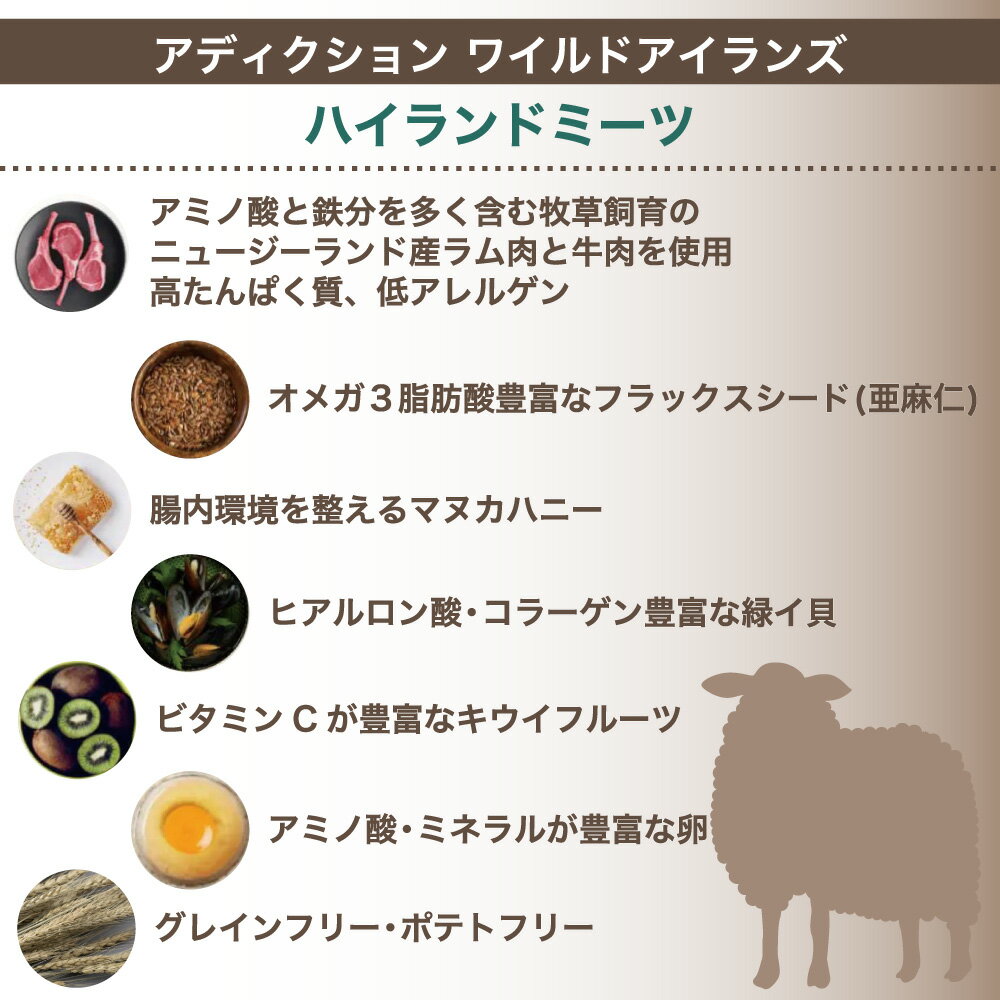 トライプを アディクション ハイプロテイン グレインフリー 成犬用 アダルト 犬用 穀物不使用 Addiction ハピポート 店 ワイルドアイランズ ハイランドミーツ 4 2kg 犬 フード ドライ ローズマリ