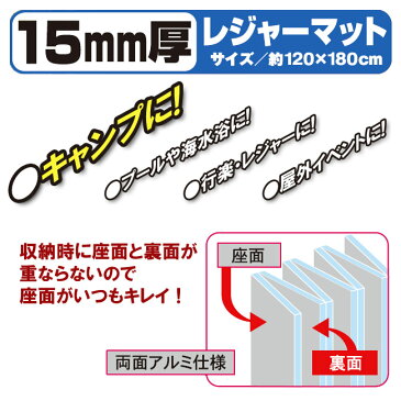 【ユーザー】極厚 120×180cm アルミ レジャーマット 折りたたみ レジャーシート 厚手 クッション グランドエイト アルミマット