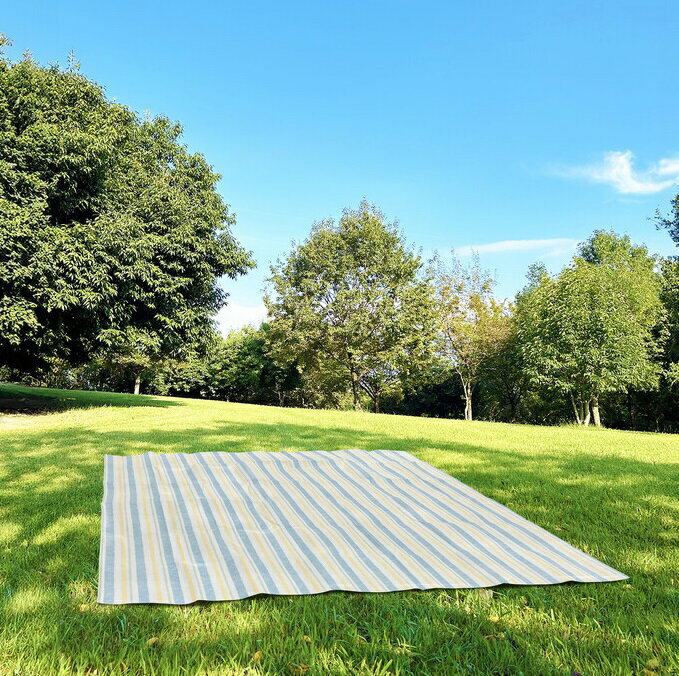 【ユーザー】ソフト クッション レジャーシート【M】ストライプ柄(約180×180cm) 約2畳用 （半透明収納バッグ付） ピクニックシート