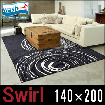 【wash + dry】Swirl【140×200cm】屋外・屋内兼用 洗えるマット フロアマット リビング 薄型 クリーンテックスジャパン【ウォッシュアンドドライ】