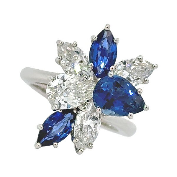 送料無料・返品可♪ハリーウィンストン クラスター サファイア2.81ct ダイヤ2.10ct リング PT950 8.5号 新品仕上げ済み♪【中古】のサムネイル