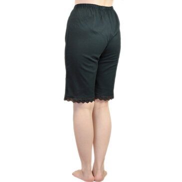 ペチパンツ 綿100% ペチコート パンツ ロング 5分丈 S/M/L/LL 日本製 クレープ ブラック/ホワイト/ライトブルー