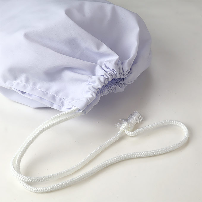 巾着袋 白 無地 片側ひもタイプで便利 日本製 32cm×25cm 給食袋 エプロン入れ 割烹着入れ 3