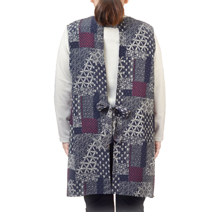 ちりめんラン型キッチン エプロン 日本製 フリーの紹介画像2