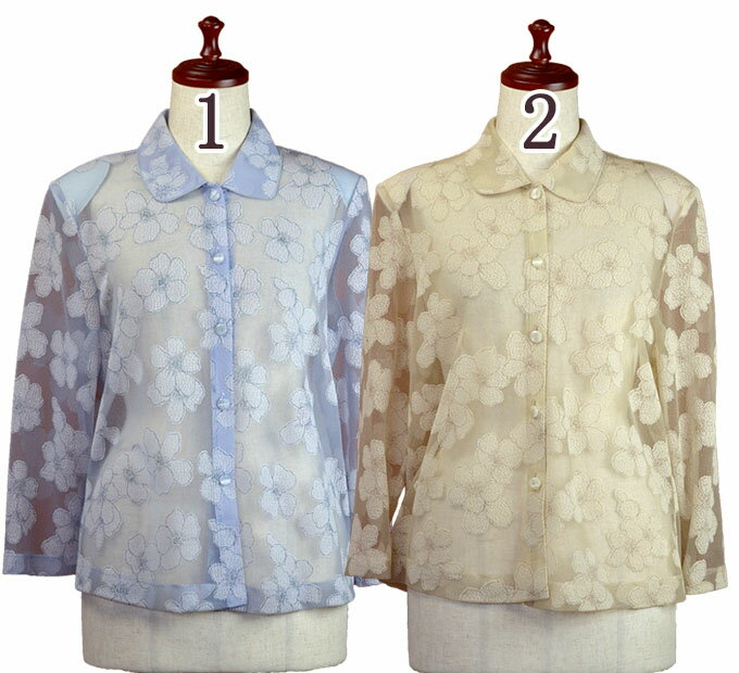 ジャケットブラウス 7分袖 11号 L 日よけ クーラー除け 夏 シニアファッション 高齢者 婦人服 ミセス シニア 60代 70代 プレゼント