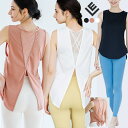 レディース ヨガ トップス ヨガウェア フィットネスウェア 2Way ホットヨガ タンクトップ ロング丈 体系カバー スタイルアップ ボディライン 速乾性 スト...