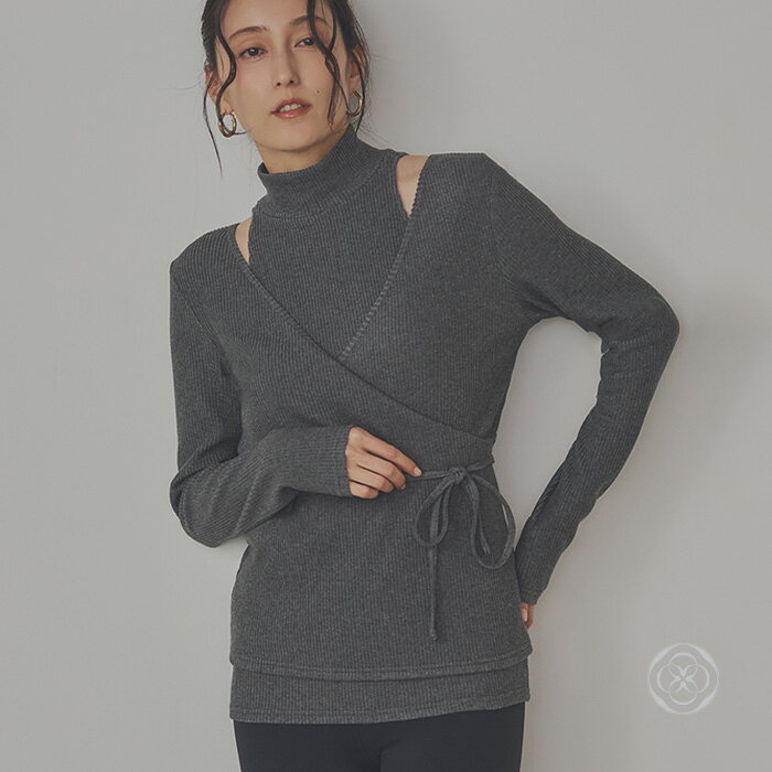 【1500円offクーポン】国産 リブニット トップス レディース カシュクール 長袖 上質 秋冬 ナチュラル ファッション 大人 カジュアル シンプル 美シル...