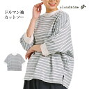 ドルマン袖カットソー トップス ルーズフィット 女性 レディース 婦人 Cloudnine クラウドナイン ボーダー柄 フリーサイズ M-L(4)