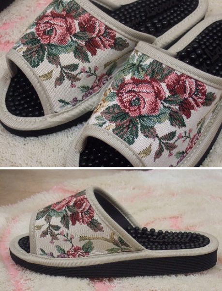 【薔薇雑貨】【バラ雑貨】【姫系雑貨】薔薇のゴブラン織りが素敵な健康サンダル 【HLS_DU】