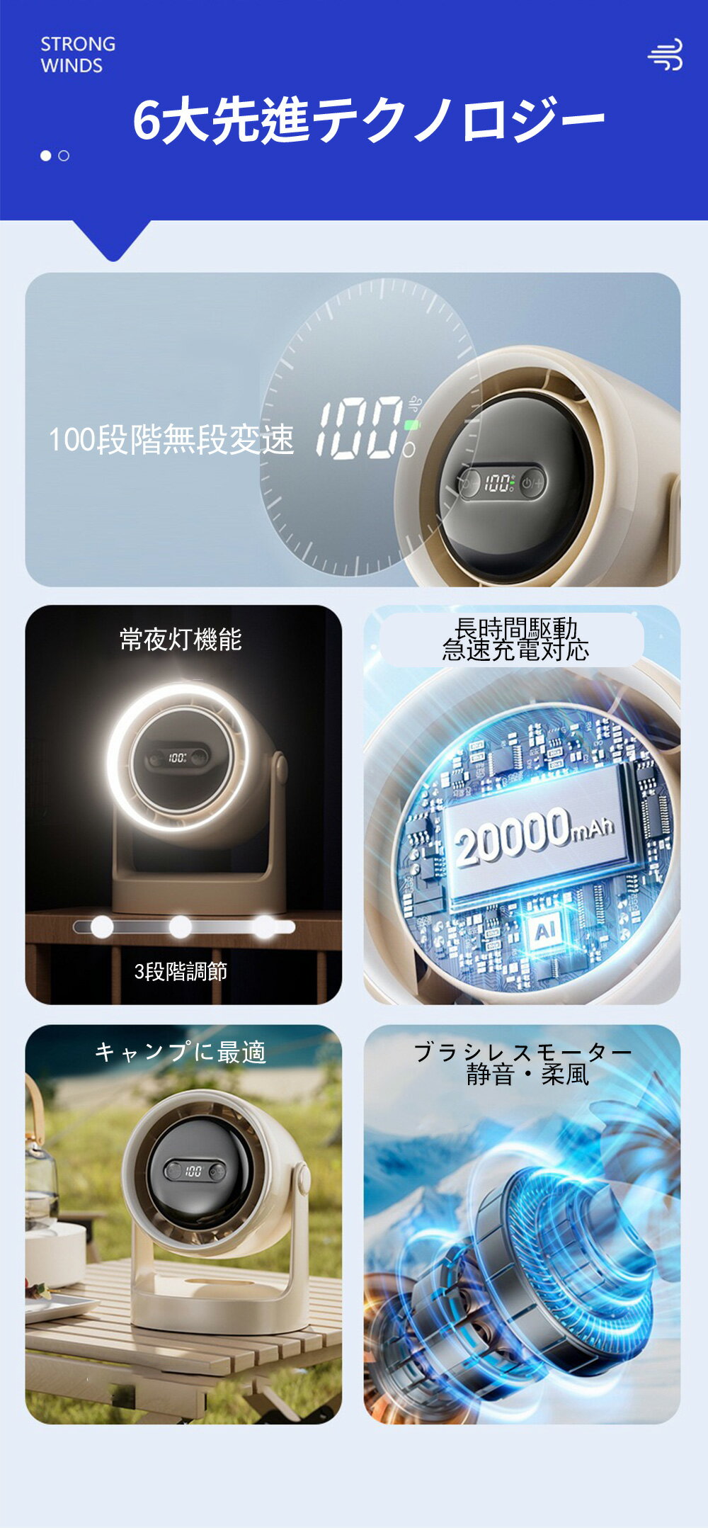 【880円OFFクーポン配布中】多機能照明付きミニファン エアサーキュレーター 卓上...