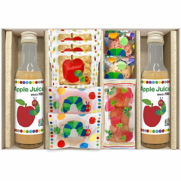 内祝い お返し はらぺこあおむし スイーツ ギフト 焼き菓子 洋菓子 ドーナツ ＆ アップルジュース セット 詰め合わせ 個包装 常温 キャラクター 食品 出産内祝い 結婚内祝い 結婚祝い 出産祝い 引き出物 香典返し 快気祝い お祝い返し 引越し 挨拶 お礼 プレゼント SNZ-252