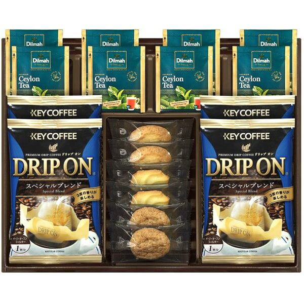 Rakuten - KEY COFFEE キーコーヒー ギフト 珈琲 ドリップコーヒー セイロンティー 紅茶 クッキー セット 詰め合わせ スイーツ お菓子 焼き菓子 食品 内祝い お返し 出産内祝い 結婚内祝い 結婚祝い 出産祝い 香典返し 快気祝い 引越し 挨拶 お礼 プレゼント 送料無料 KDR-25