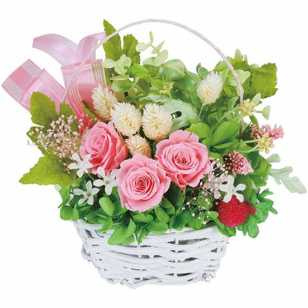 内祝い お返し 送料無料 花 お歳暮 冬ギフト ギフト プリザーブドフラワー 花かご 籠入り アレンジ ピ..