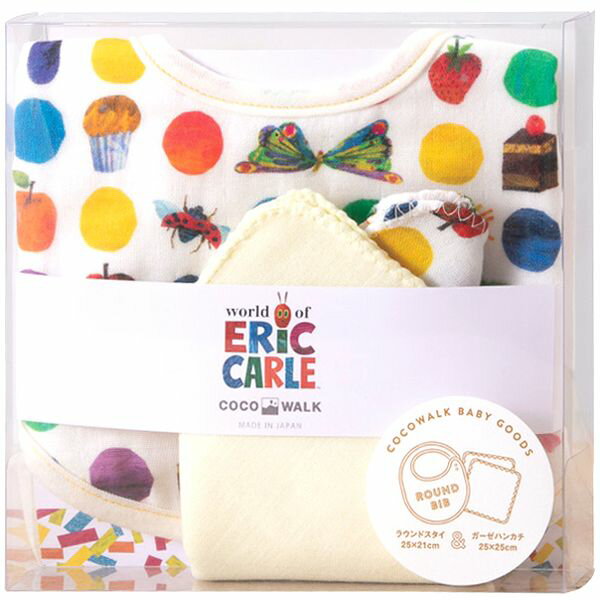 ●商品名/ミニボックス はらぺこあおむし R-231004●商品内容/スタイ×1、ガーゼハンカチ(約25×25cm)×2・対象年齢：0歳〜3歳まで(個人差あり)●素材/綿100%●原産国または加工地/日本●重量/約130g●箱サイズ/約15×3×15cm人気絵本のはらぺこあおむしとのコラボシリーズ。何枚あっても助かるスタイとガーゼハンカチ2枚が入ったギフトセットです。※メーカー都合により、デザイン・内容等が変更になる場合がございます。