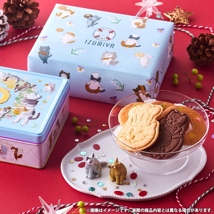 お菓子 スイーツ お歳暮 冬ギフト ギフト ねこ 猫 クッキー缶 焼き菓子 クッキーがつなぐ輪 泉屋 東京土産 ねこ缶 かわいい 内祝い お返し 出産内祝い 入学 卒業 祝い 結婚内祝い 結婚祝い 出産祝い 快気祝い お祝い返し 引越し 挨拶 お礼 プレゼント 【包装済 外のし対応】