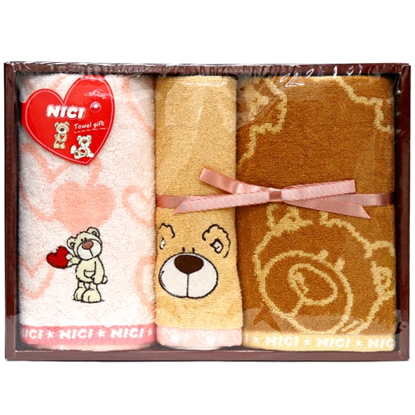 Rakuten - タオル 母の日 ギフト フェイスタオル タオルハンカチ セット NICI ニキ ラブベア Love Bear 詰め合わせ 内祝い お返し 出産内祝い 結婚内祝い 結婚祝い 出産祝い 香典返し 快気祝い お祝い返し 引越し 挨拶 お礼 プレゼント NC3725