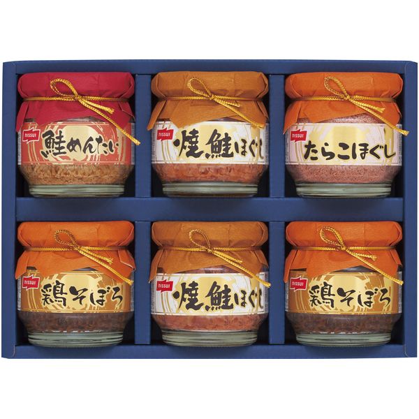 内祝い お返し 送料無料 ニッスイ 瓶詰 ギフト たらこ 焼鮭ほぐし 鶏そぼろ 鮭めんたい セット 詰め合わせ 和食 惣菜 ご飯のお供 食品 常温 出産内祝い 結婚内祝い 結婚祝い 出産祝い 引き出物 香典返し 快気祝い お祝い返し 引越し 挨拶 お礼 プレゼント BA-30E