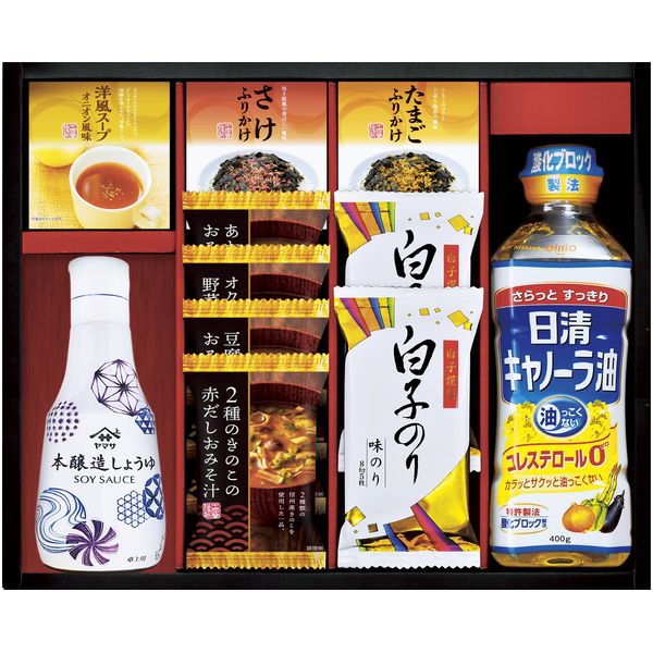 Rakuten - 調味料 母の日 ギフト ヤマサ 鮮度しょうゆ 日清オイリオ 食用油 フリーズドライ 即席 みそ汁 味噌汁 セット 詰め合わせ 海苔 食品 常温 内祝い お返し 出産内祝い 結婚内祝い 結婚祝い 出産祝い 香典返し 快気祝い お祝い返し 引越し 挨拶 お礼 プレゼント CR-40