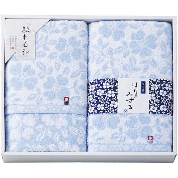 Rakuten - 今治タオル 母の日 ギフト バスタオル 2枚 セット 詰め合わせ はなみずき 花柄 ブルー 水色 かわいい 高級 高品質 日本製 内祝い お返し 出産内祝い 結婚内祝い 結婚祝い 出産祝い 香典返し 快気祝い お祝い返し 引越し 挨拶 お礼 プレゼント 送料無料 HN-8860