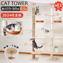 【楽天1位】キャットタワー 突っ張り 木製 短足猫 省スベー