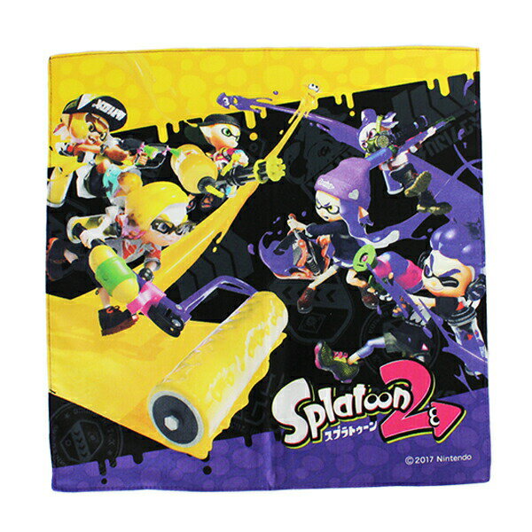 【スーパーSALE64%OFF】スプラトゥーン2 ハンカチ イエロー&パープル柄 キャラクター ゲーム イカ キッズ グッズ 子供 男の子 入園 入学 Nintendo 任天堂 ニンテンドウ SPT-602 [M便 1/20]