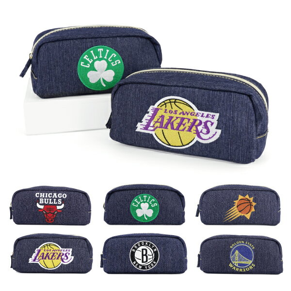 NBA 角型ポーチ デニム グッズ バスケットボール スポーツ ブランド 公式グッズ BULLS CELTICS WARRIORS LAKERS NETS SUNS プロチーム キッズ 子供 こども ポーチ 大人