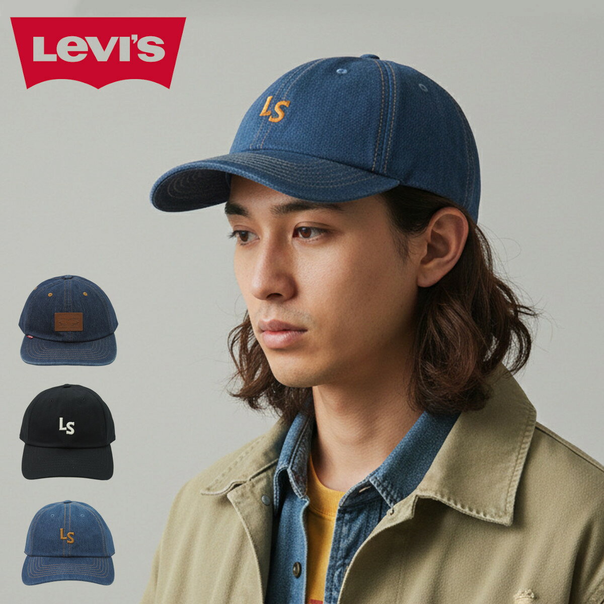 乐天商城 - LEVI'S リーバイス CAP キャップ ベースボール ロゴ デニム コットン 帽子 メンズ レディース