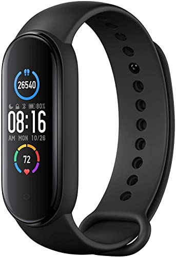 シャオミ スマートウォッチ メンズ Xiaomi Mi Band 5スマートバンド、アクティビティメーター付きスマートウォッチ、歩数計、心拍数モニター、健康管理、睡眠モニター、防水、着信通知、音楽再生コントロール