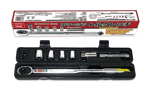 エマーソン(Emerson) トルクレンチ トルク対応レンジ 40〜200N・m トルク精度 ±4% 12.7mm (1/2インチ) 103N・mプリセットタイプ 14/17/19/24mm+21mm薄口ロングソケット、エクステンションバー付属 収納に便利なケース付き EM-29