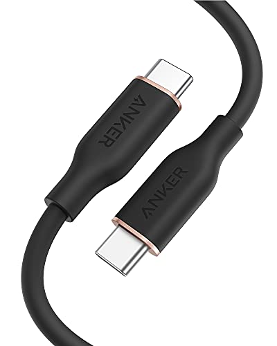 Anker PowerLine III Flow USB-C USB-C ケーブル Anker絡まないケーブル 100W 結束バンド付き USB PD対応 シリコン素材採用 Galaxy iPad Pro MacBook Pro/Air 各種対応 (0.9m ミッドナイトブラック)