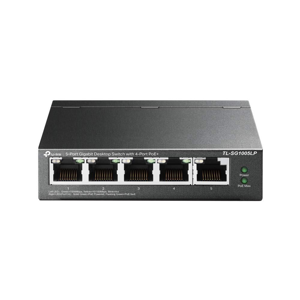 TP-Link スイッチングハブ 5ポート PoE+ (4ポートPoE+、各30Wまで) 合計40W対応 TL-SG1005LP