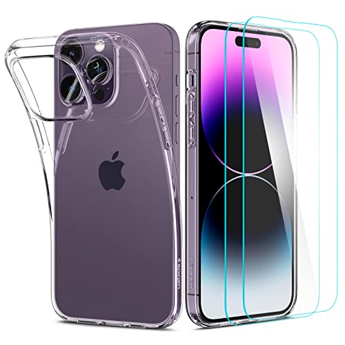 Spigen iPhone14Pro ケースクリア 【ケース 1個・ガラスフイルム 2枚 セット】 米軍MIL規格取得 TPU ソフトケース 9Hガラスフイルム 2枚入り 超薄型 超軽量 クリスタル・パック ACS04994 (クリスタル・クリア) Spigen iPhone14Pro ケースクリア 【ケース 1個・ガラスフイルム 2枚 セット】 米軍MIL規格取得 TPU ソフトケース 9Hガラスフイルム 2枚入り 超薄型 超軽量 クリスタル・パック ACS04994 (クリスタル・クリア)