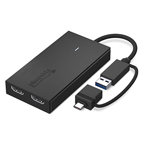 USB Type-C デュアル USB グラフィック変換アダプター、USB-C HDMI 用 Mac Windows 対応、最大解像度 1080p@60Hz の外部HDMIモニターを 2 台接続可能