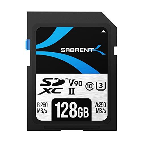 SABRENT SDカード 128GB、SDカード V90、メモリーカード、UHS-IIメモリーカード、280MB/秒の高速転送、キヤノン、富士フイルム、パナソニック、ニコン、その他のあらゆるUHS-IIカメラと互換性あり（SD-TL90-128GB）