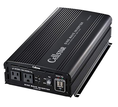 セルスター 正弦波インバーター SI-1500/12 定格出力1,200W(最大1,500W) USB(定格2.4A) コード長2.0m 12V車専用 CELLSTAR