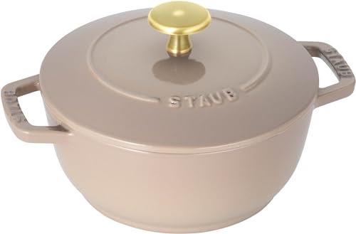 staub ストウブ 「 ワナベ リネン S 16cm 真鍮ノブ仕様 」 両手 鋳物 ホーロー 鍋 炊飯 1合 IH対応 【シリアルナンバー付き日本正規 販売品】 Wa-NABE Linen Brass Knob Z1026-010