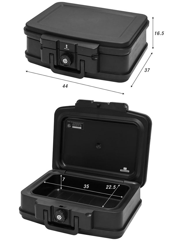 金庫 耐火 防水 家庭用 耐火金庫 手提げ 小型 7L A4サイズ 幅44cm x 奥行37cm x 高さ16.5cm おしゃれ 手提金庫 家庭用金庫 家庭用耐火金庫 耐水 頑丈 ポータブル 持ち運び 鍵 1年保証 ●[送料無料][あす楽]