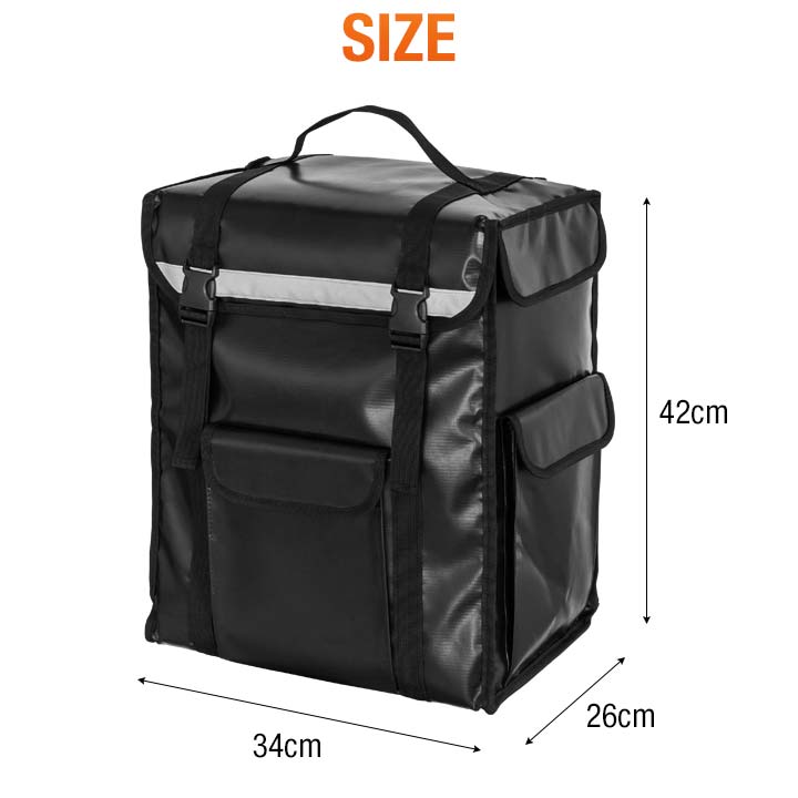 1年保証 デリバリーバッグ 大容量 約30L 幅34×奥行26×高さ42cm リュック バックバック 折りたたみ 保温/保冷/防水/二段 仕切り板/反射テープ/ポケット 宅配用 配達用 出前用 デリバリー用 宅配バッグ 保温バッグ 保冷バッグ デリバリーボックス ●[送料無料]