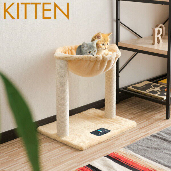 【3,520円→SALE3,190円〜8/11(火)01:59まで】キャットツリー 据え置き 爪とぎ ハンモック 付き 高さ 46cm 幅 49cm 小型 子猫 シニア 運動不足 猫ちゃん KITTEN 組み立て 設置 簡単 スクラッチ 猫 ねこ ペット ペット用品 ●[送料無料]のサムネイル