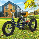 大人の三輪車の自転車24 "バスケット、3つの車輪クルーズトライク、1/7スピードの3輪ショッピングのための3輪、設置ツール、快適な自転車、男性と女性のための、荷重容量330 lbs // 247 (Color : Blue Fat tire)
