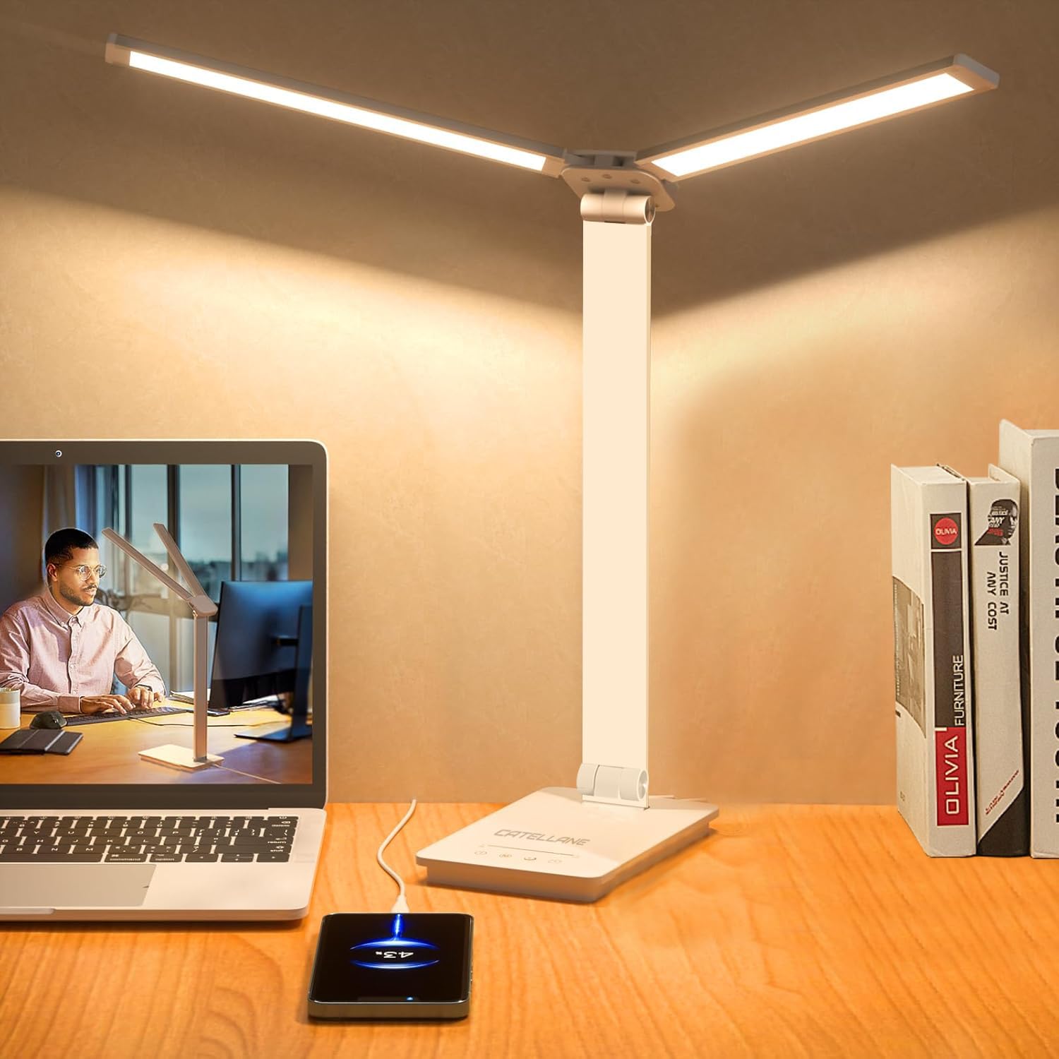 超高輝度 新型 節電【多角度調整/5段階調色/無段階調光//12W省エネ/子供 勉強用】電球色・昼白色・昼光色 電気スタンド 読書灯 テーブルライト おしゃれ 人気 卓上照明 台灯 学習机 勉強机 収納簡単 タイマー機能 スマホ給電可能 寝室 読書 勉強 仕事 学習に適用(ブラック)