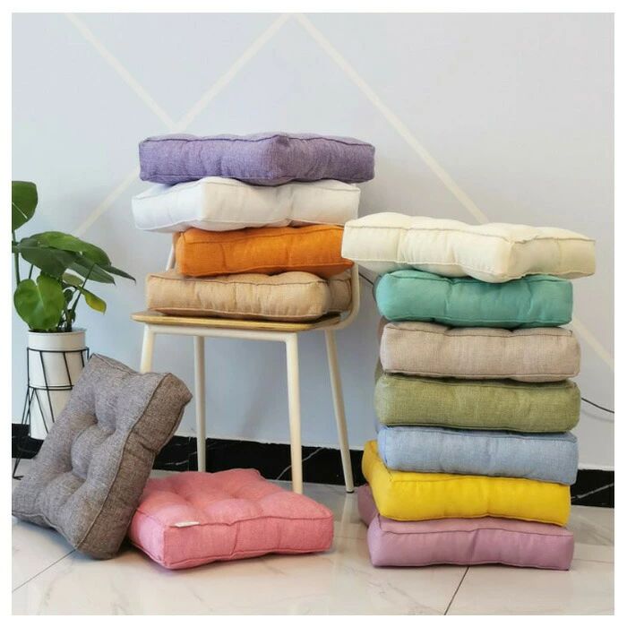 クッション 亜麻 クッション 角型 クッション 38cm×38cm 43cm×43cm 48cm×48cm 厚さ8cm 角型 座布団 蒲団 畳クッション 和室クッション 寝室クッション リビングルーム 角座 大人子供 クッション 在宅 疲れない 低反発 リビング、寝室、書斎、レストラン 全22色