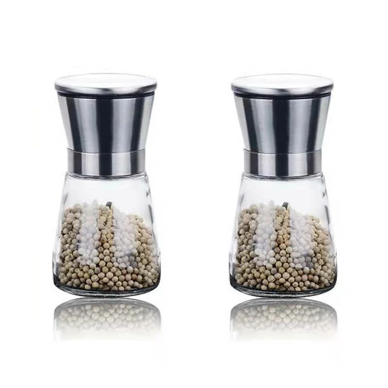 2本セット 100ml ペッパーミル 胡椒ミル 手動スパイスミル 操作簡単 調味用グラインダー 塩 コショウ入..