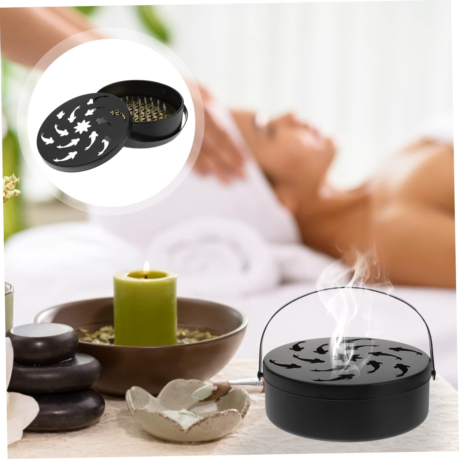 蚊取り線香 フレームスタンド 家庭用 ピクニック用 蚊香炉 ラック バーナー 鉄 メタルコイルケース ト..